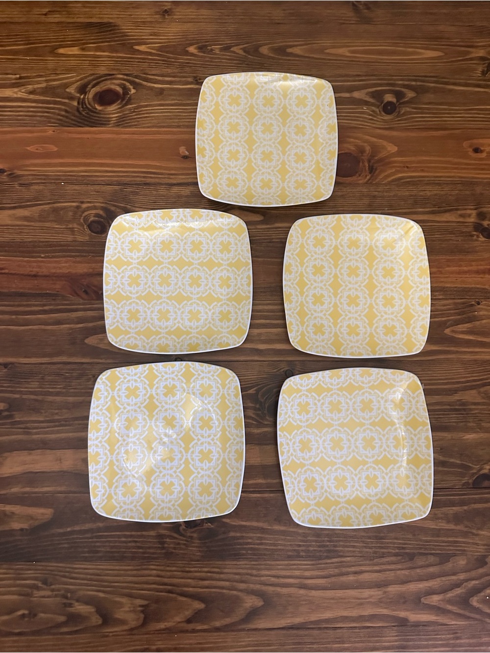 Fitz and Floyd color accent yellow and White Square Dessert Plates - Set of 5